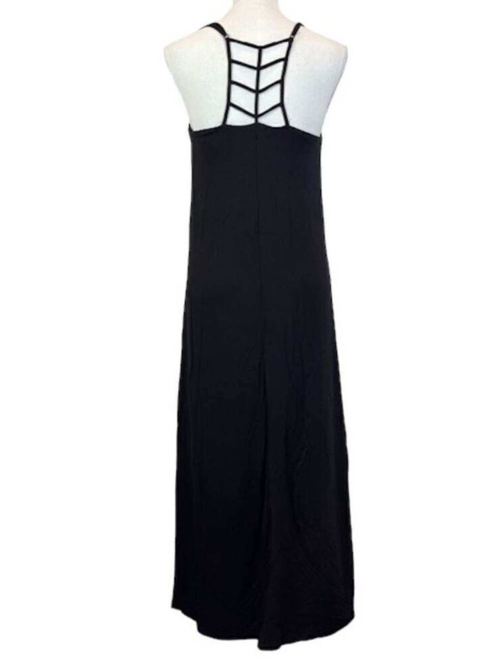 Nicole Miller Strappy Back Black Maxi Dress — Sleek Women’s Evening/day - small